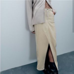 Cream Corduroy Skirt